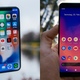 A picture of an iPhone next to a picture of a Galaxy